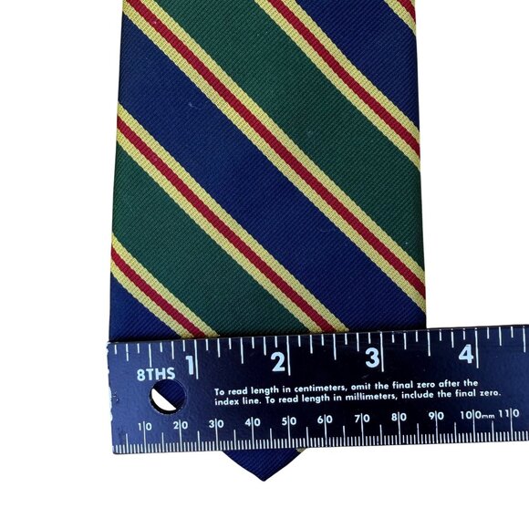 J. Press Mens Green & Blue Striped Silk Neck Tie 100% Pure Silk Classic Design - Picture 8 of 8